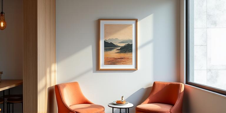 카페 한켠에 전시된 지역 예술가 작품