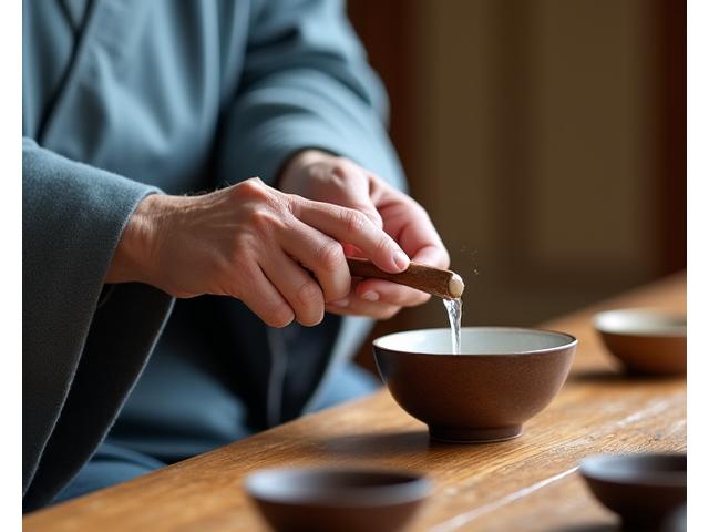 다도 전문가가 차를 우리는 모습