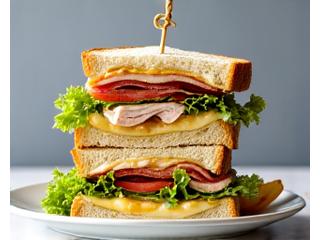 푸짐하게 쌓인 클래식 클럽 샌드위치