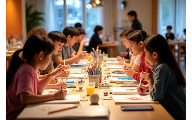 고객들이 참여하여 그림을 그리는 아트 워크숍