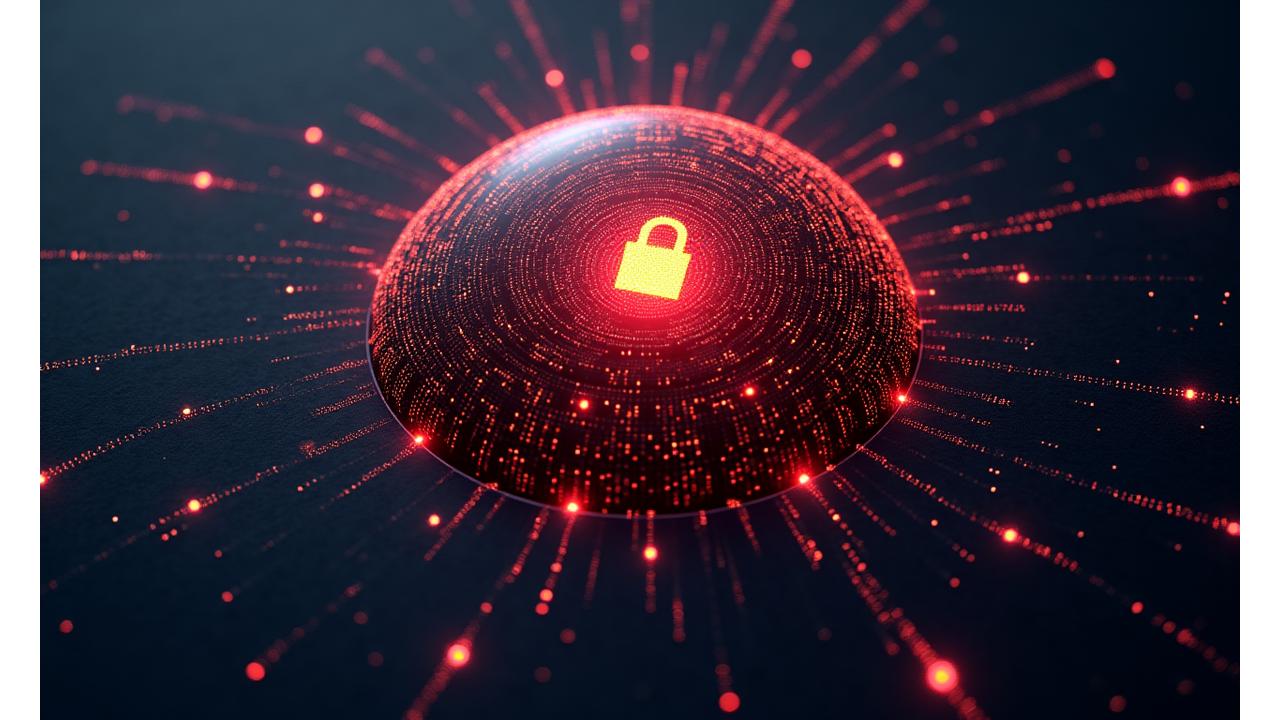 다중 보안 계층을 상징하는 추상적인 네트워크 보호 그래픽